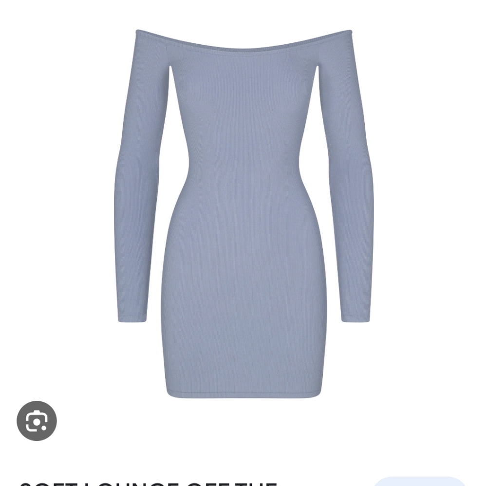 SKIMS XL Slate blue gray mini off the shoulder dress